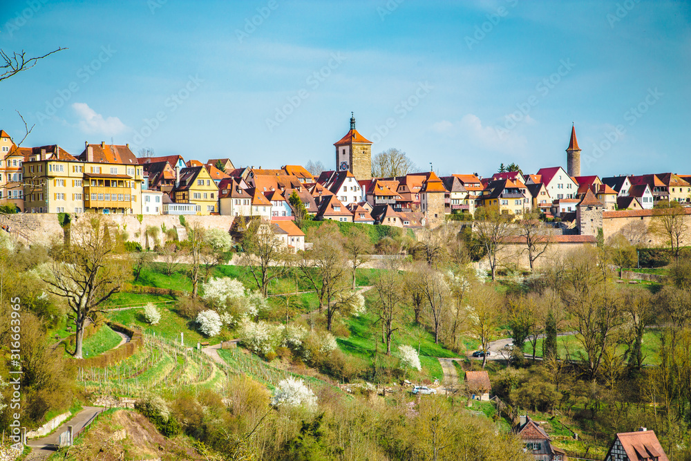 德国巴伐利亚州夏季的中世纪小镇Rothenburg ob der Tauber