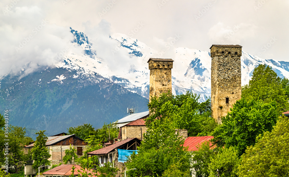 Tower houses in Mestia - Upper Svaneti, Georgia