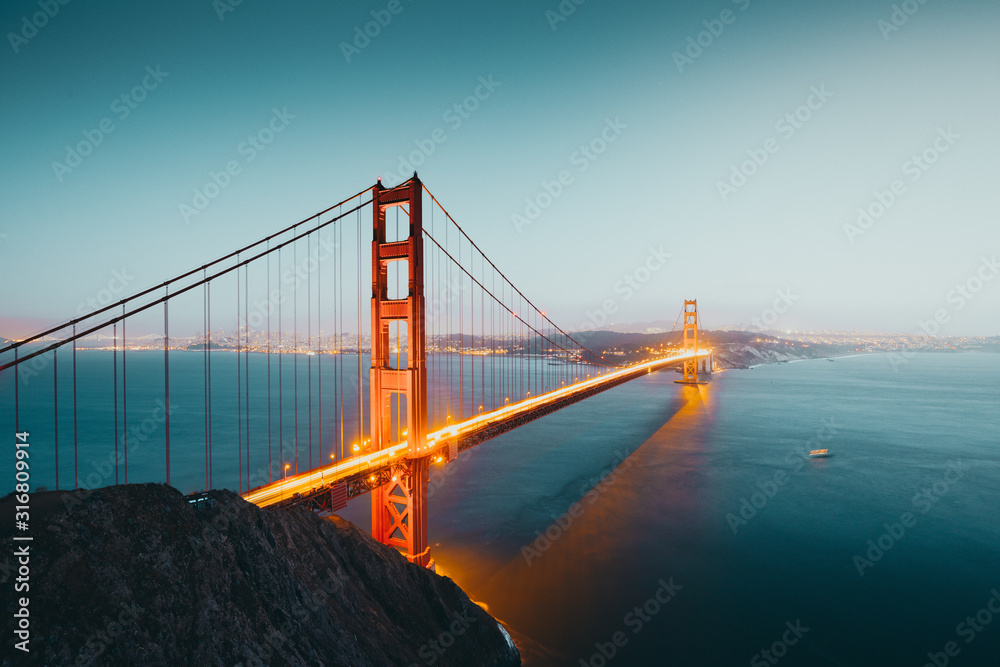 Golden Gate Bridge at twilight, San Francisco, California, USA