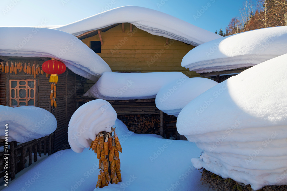 中国雪乡美丽的雪景。