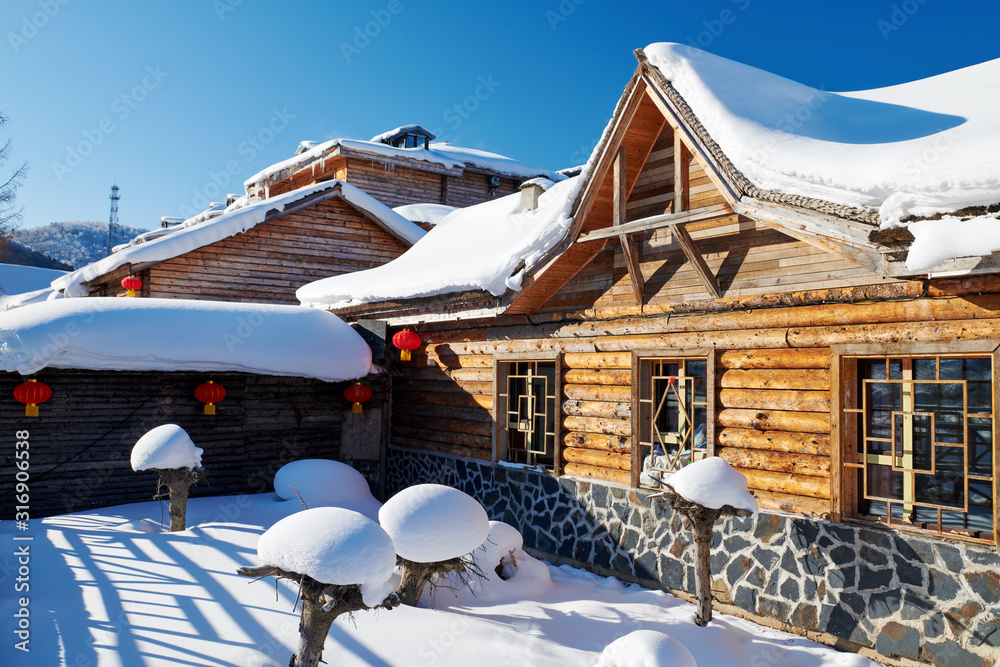 中国雪乡美丽的雪景。