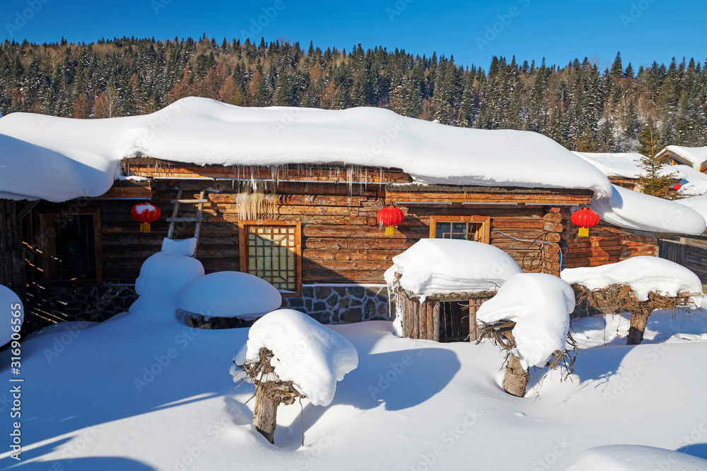 中国雪乡美丽的雪景。