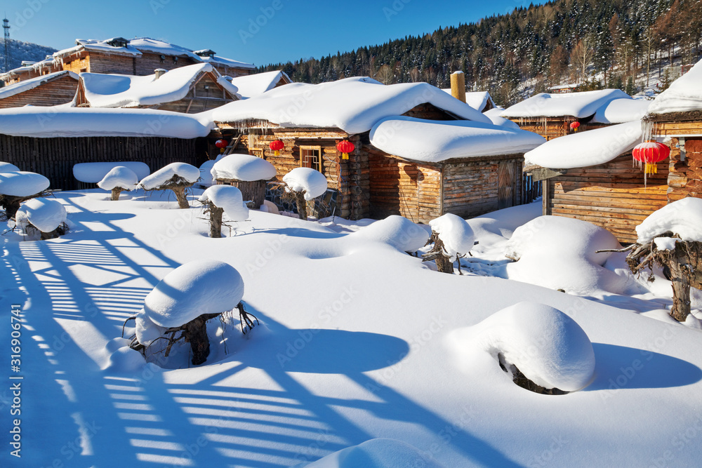 中国雪乡美丽的雪景。