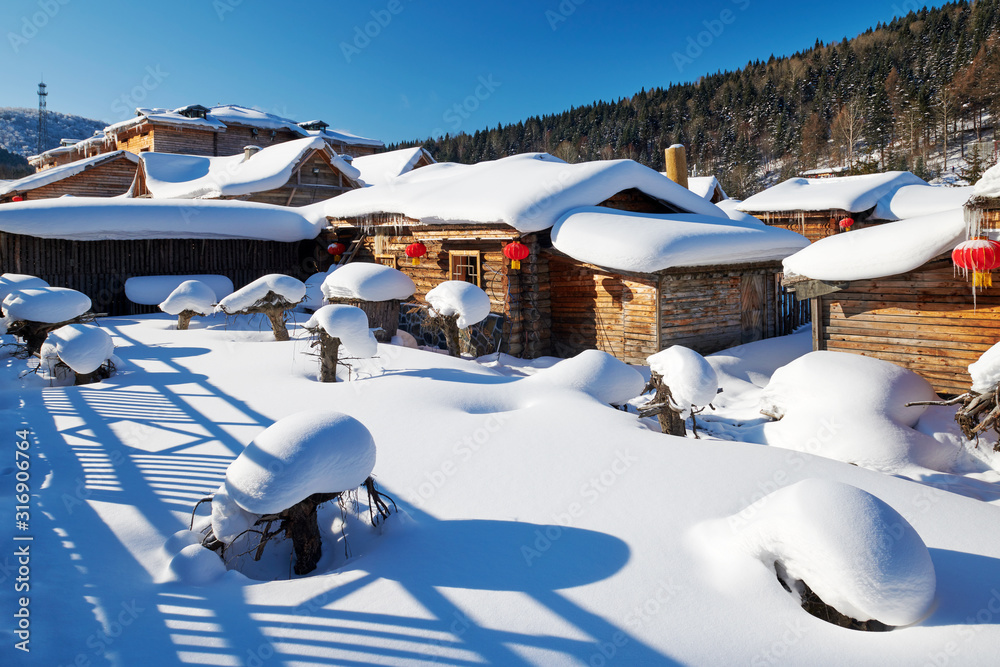 中国雪乡美丽的雪景。