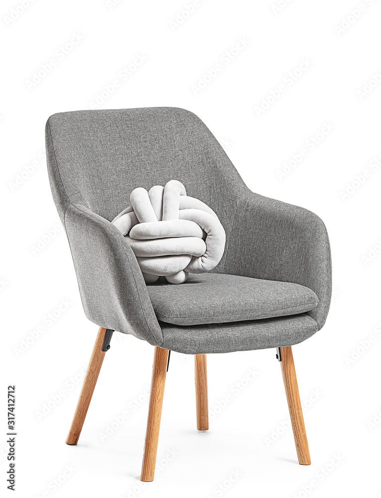 Modern armchair on white background