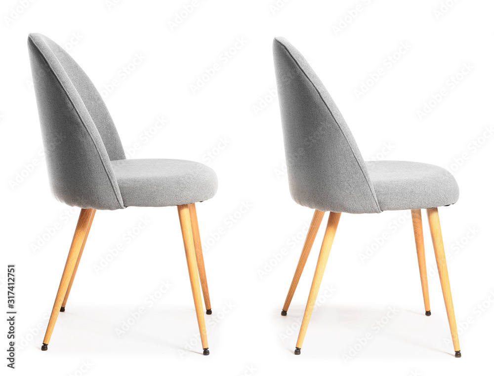 Modern chairs on white background