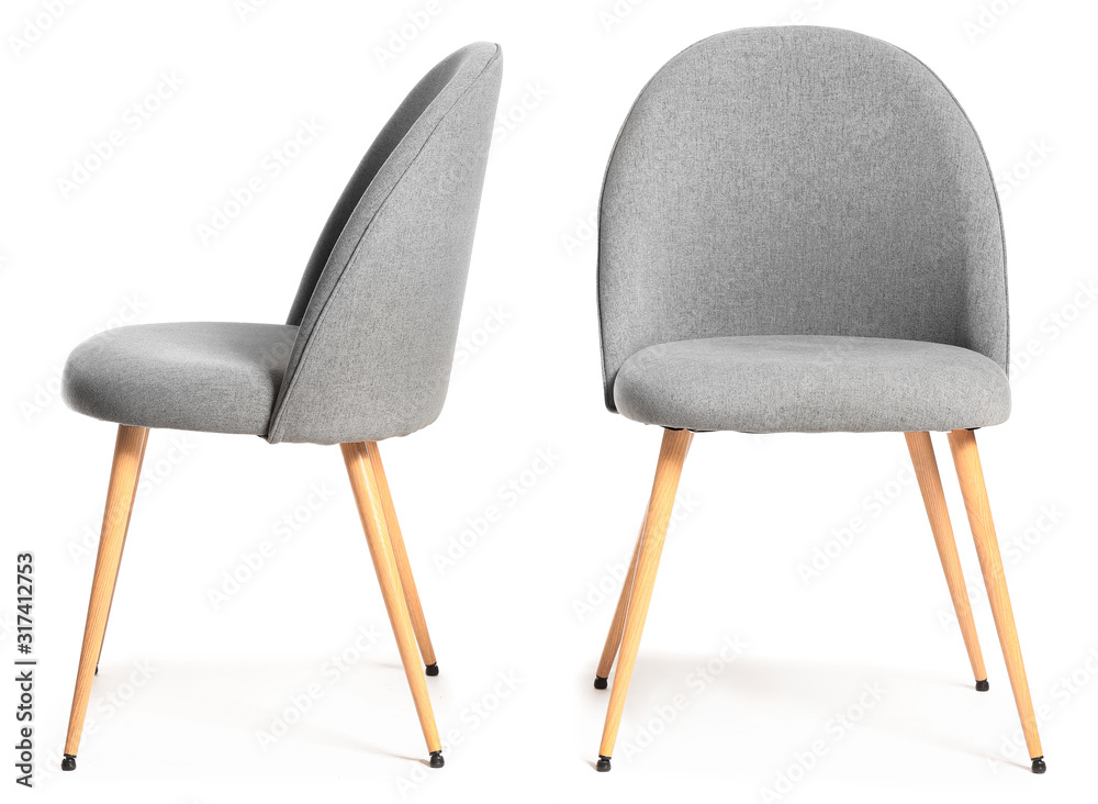 Modern chairs on white background