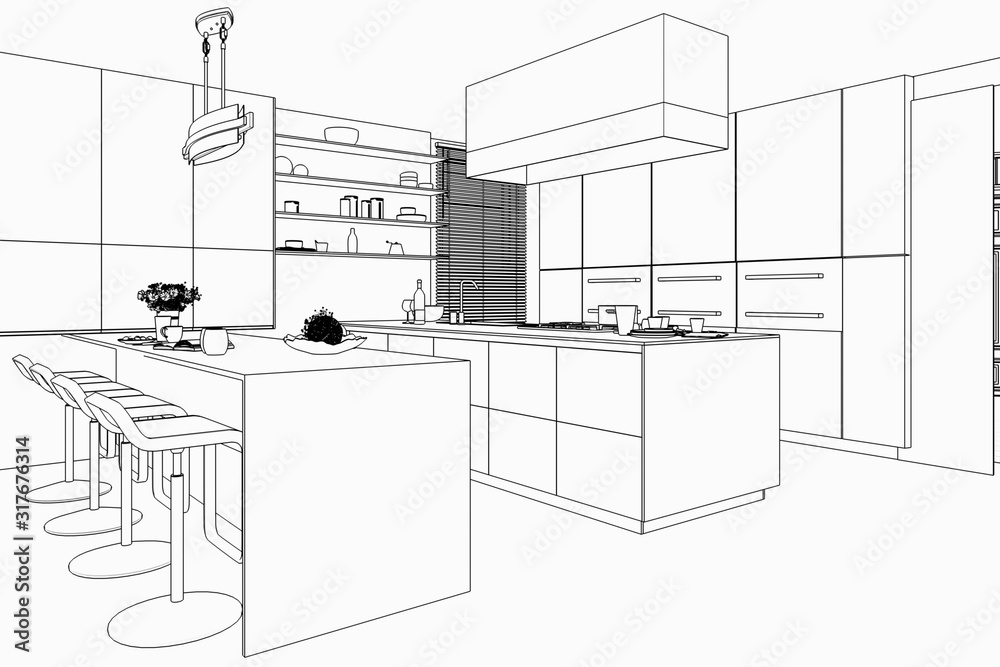 Contemporary Designed Kitchen (scetch)