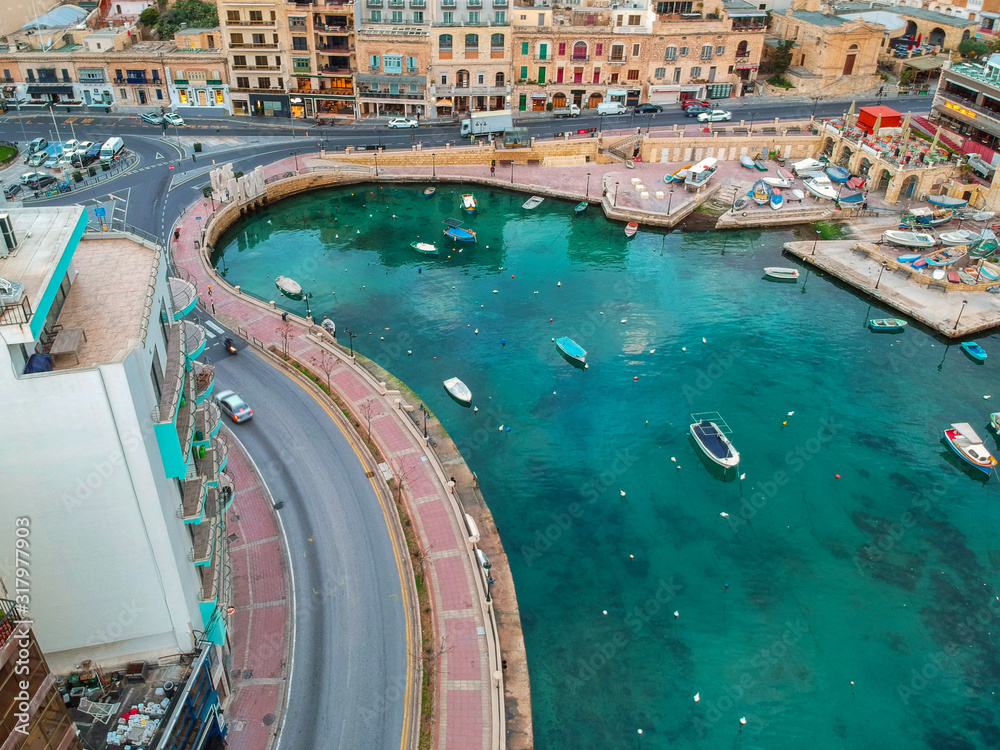 Scenery of the Spinola Bay in St. Julians, Malta