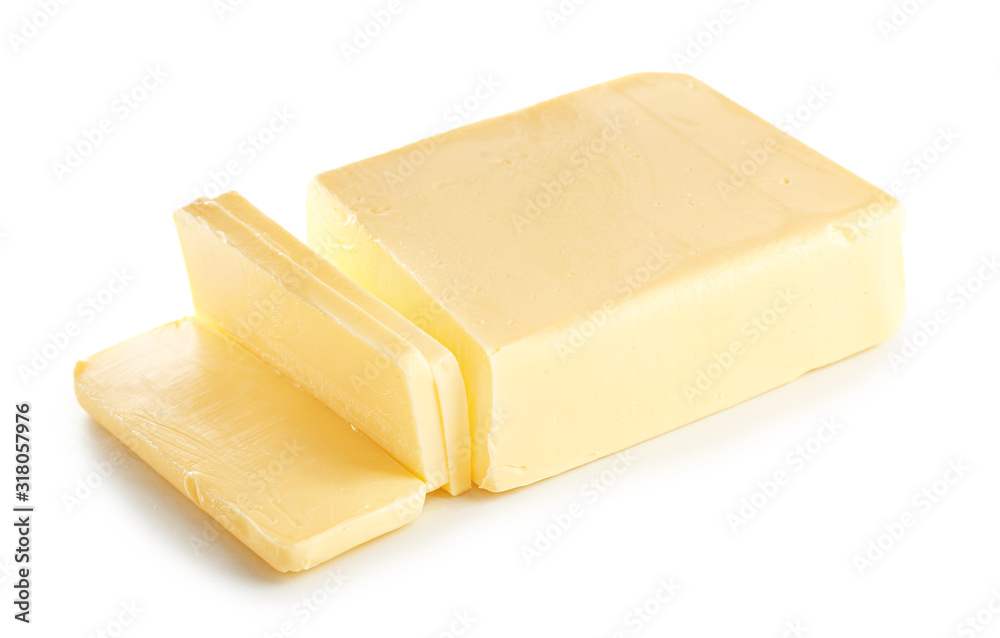 Fresh butter on white background