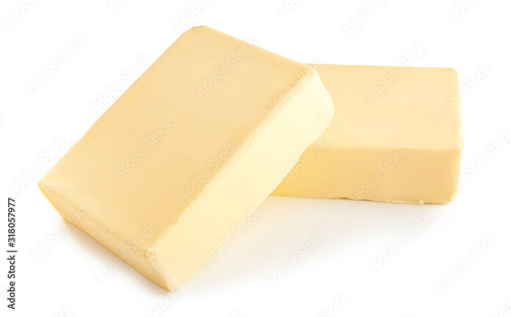 Fresh butter on white background