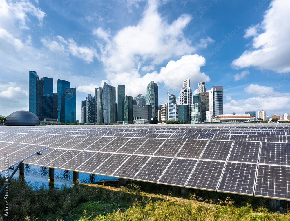 solar with city skyline