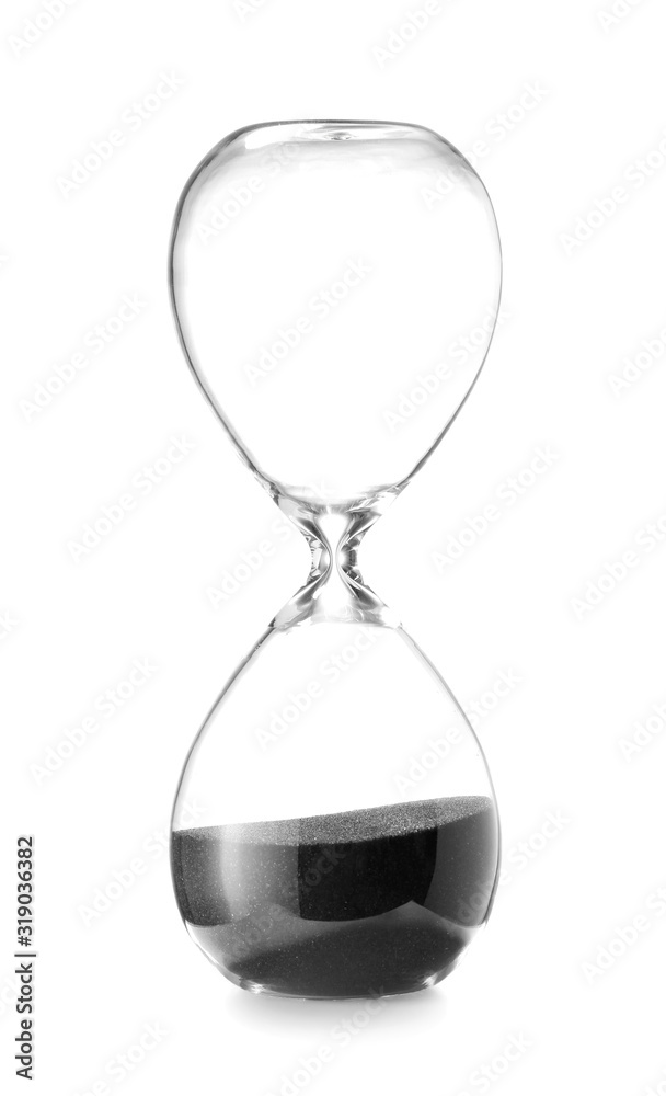 Hourglass on white background. Time management concept