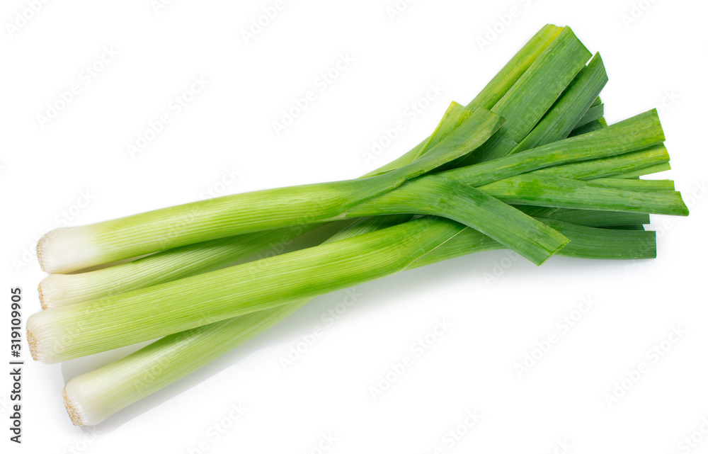 Fresh leek on white background