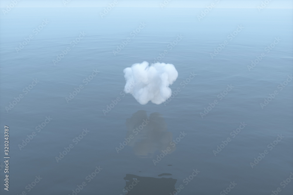 The cloud floating on the lake,peaceful scene,3d rendering.