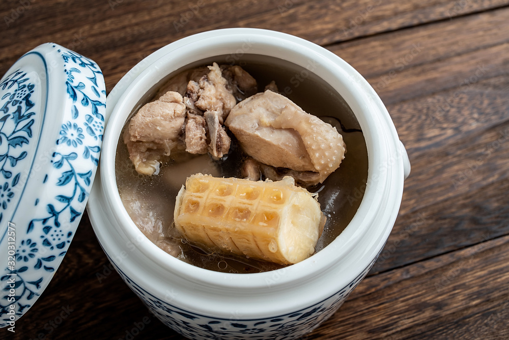 Chinese Health and Tonic Soup Shark Bone Stewed Chicken Soup