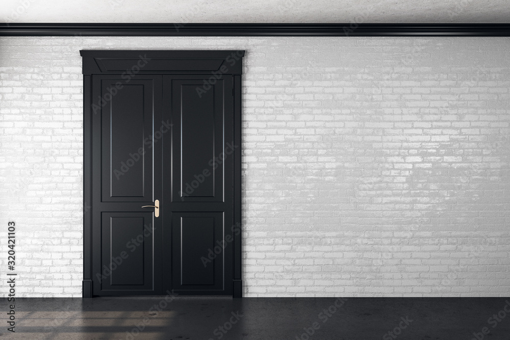 Wooden door in empty room