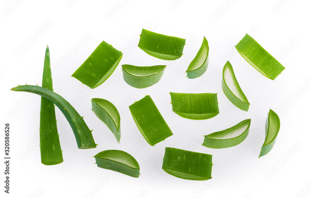 Aloe vera sliced plant isolated with clipping path