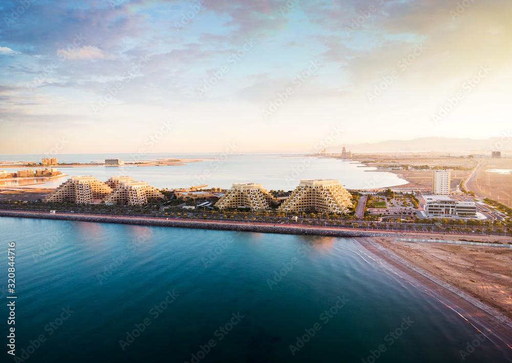 Marjan Island in Ras al Khaimah emirate in the UAE aerial view