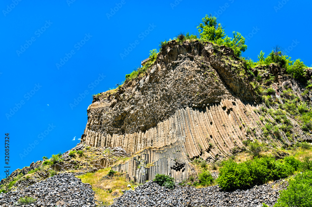 Basalt column formations in the Garni Gorge, Armenia