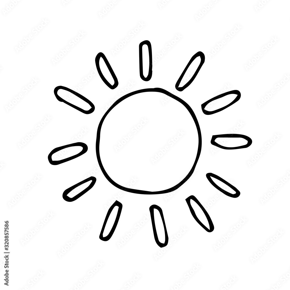 stock vector illustration drawing in the style of dudule. nice sun. weather icon, summer