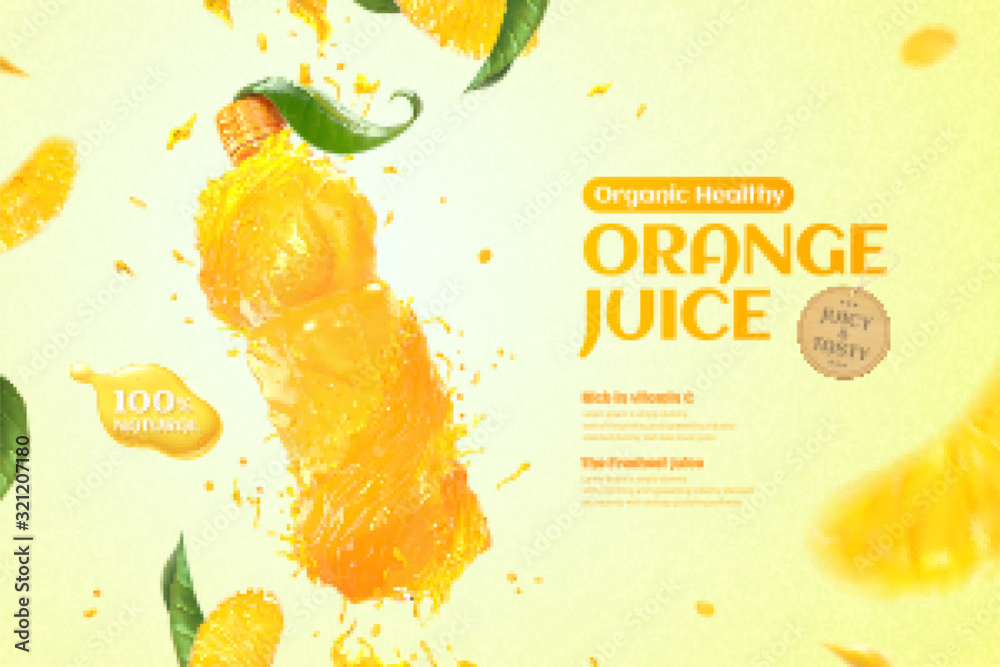 Orange bottle juice ads