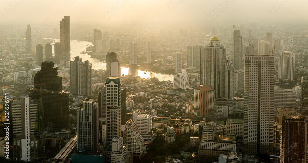 Cityscape and skyline of Bangkok City, Thailand. Bangkok is the largest city and the top travel dest