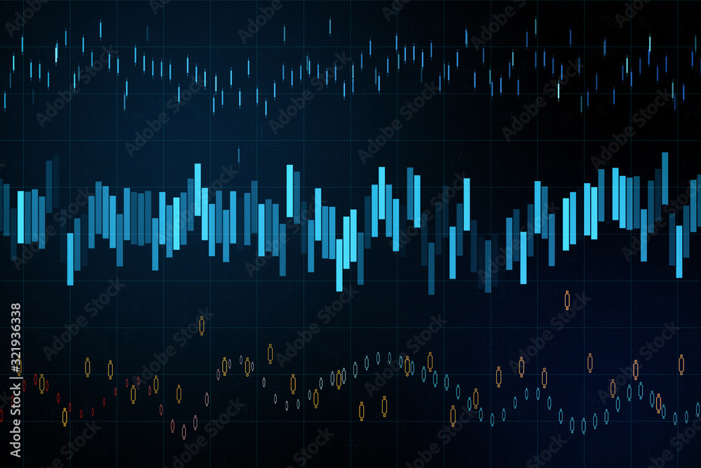 Screen with business charts and stock data.