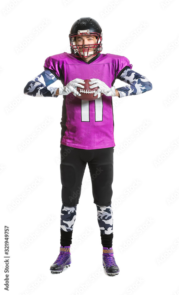 American football player on white background