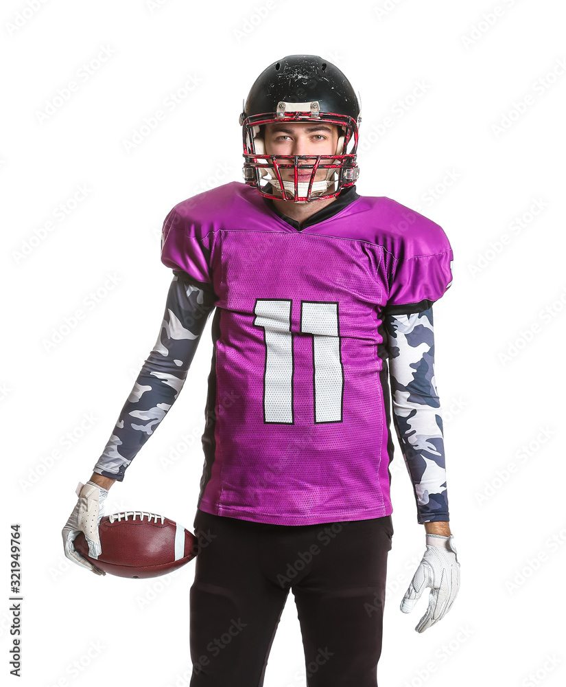 American football player on white background