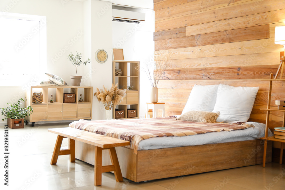 Interior of beautiful modern bedroom