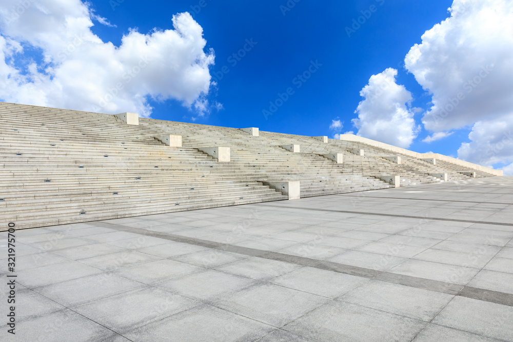 Empty square floor and beautiful sky clouds.