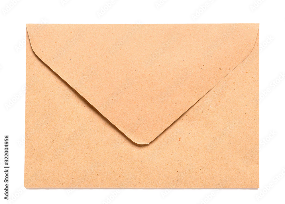 Paper envelope on white background