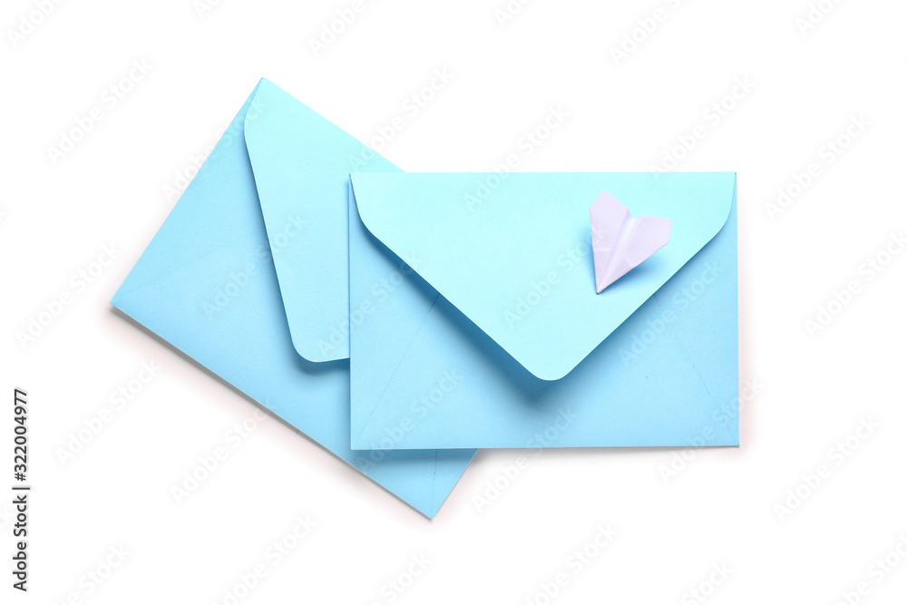 Paper envelopes on white background