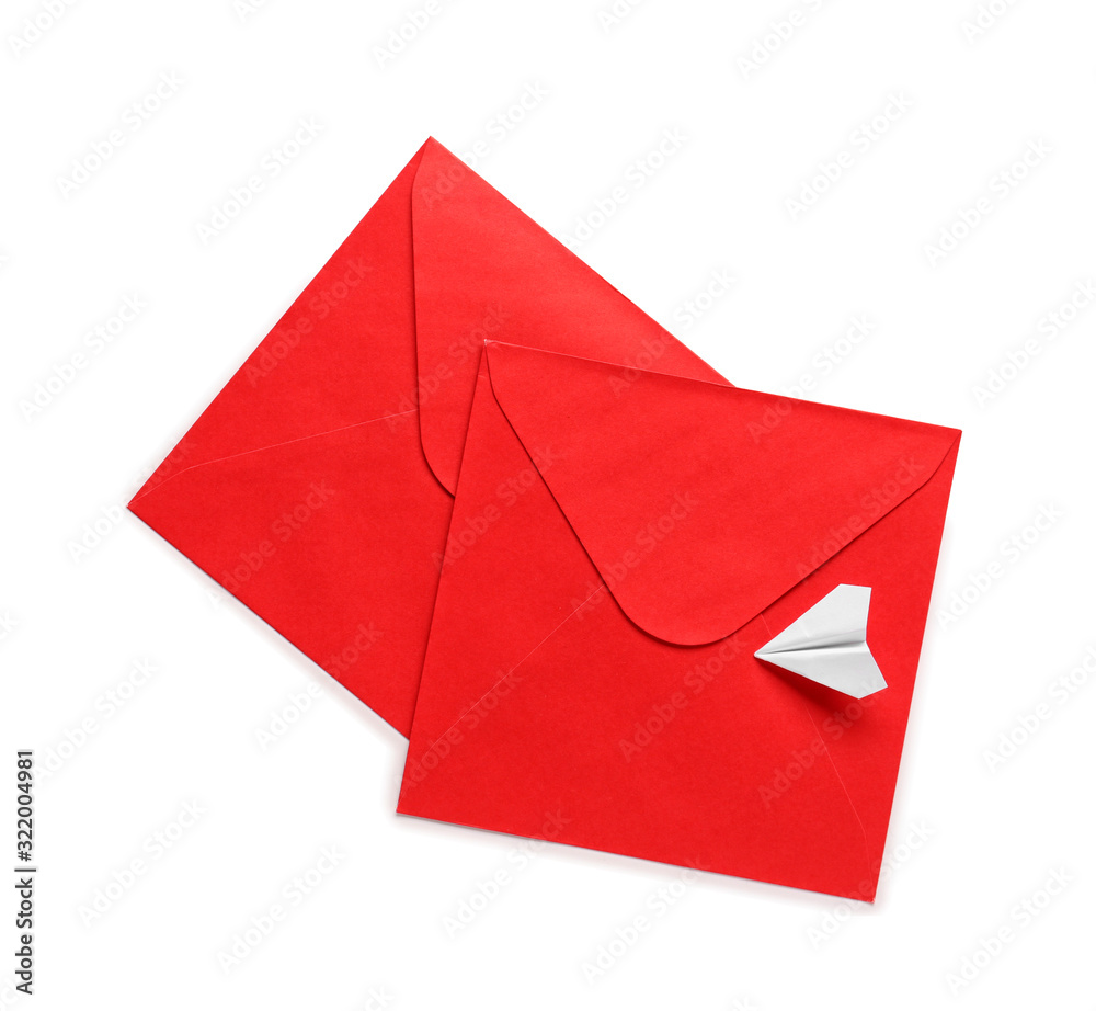 Paper envelopes on white background