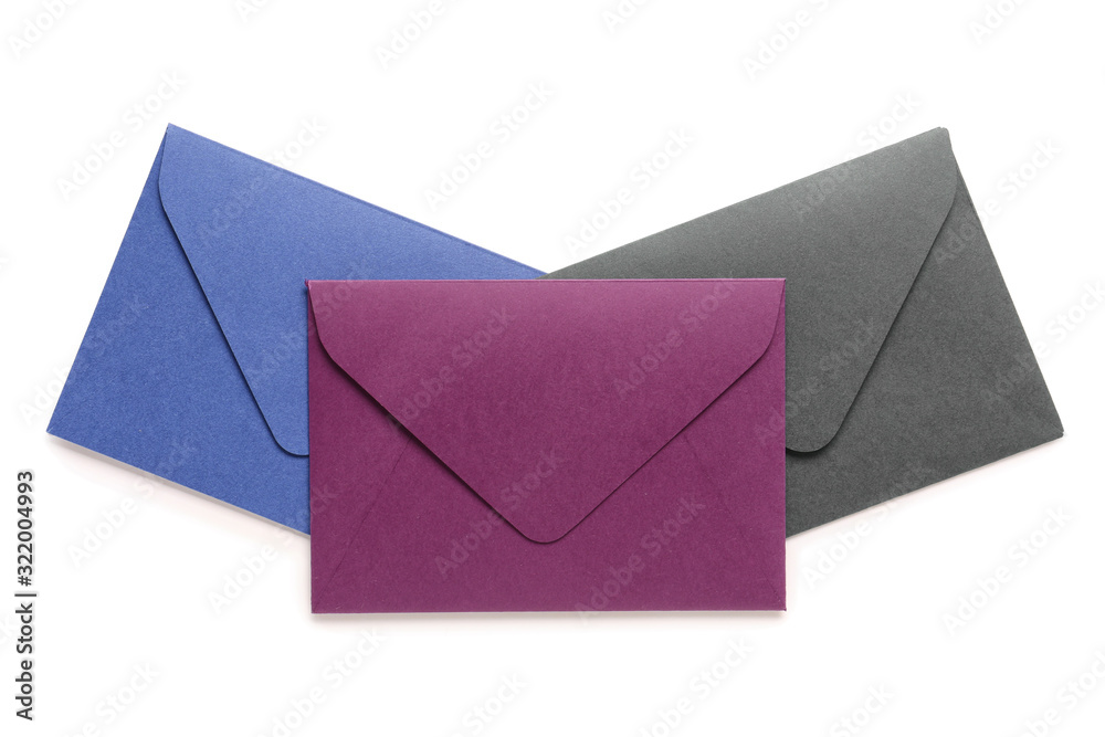 Paper envelopes on white background