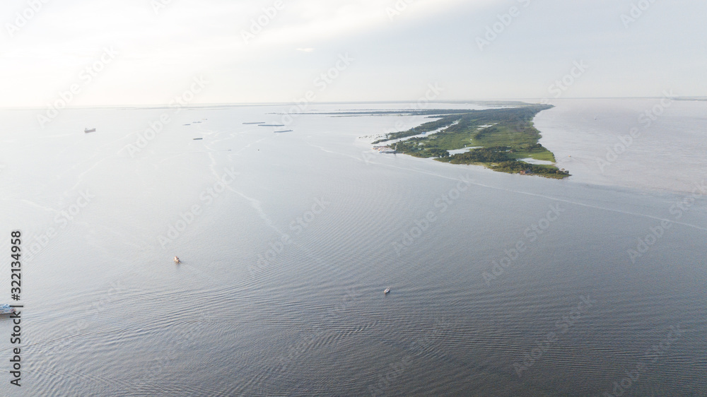 Aerial view of the Santarém city waterfront. Pará, Brazil.