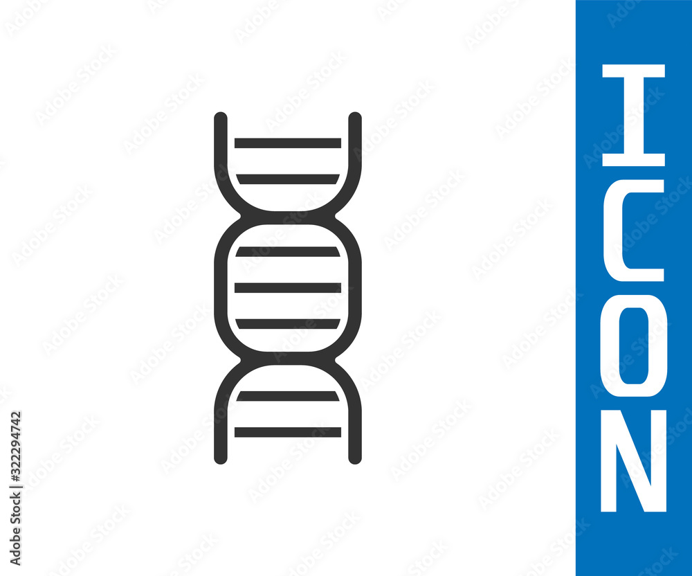 白色背景上分离的灰色DNA符号图标。矢量插图
