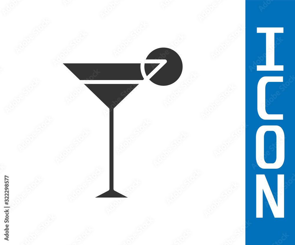 Grey Martini glass icon isolated on white background. Cocktail icon. Wine glass icon.  Vector Illust