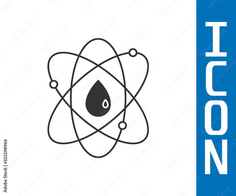 Grey Atom icon isolated on white background. Symbol of science, education, nuclear physics, scientif