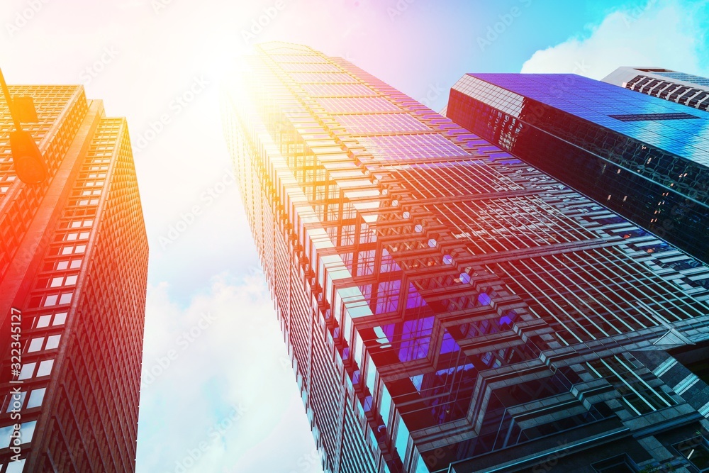 Modern office buildings at sunny day