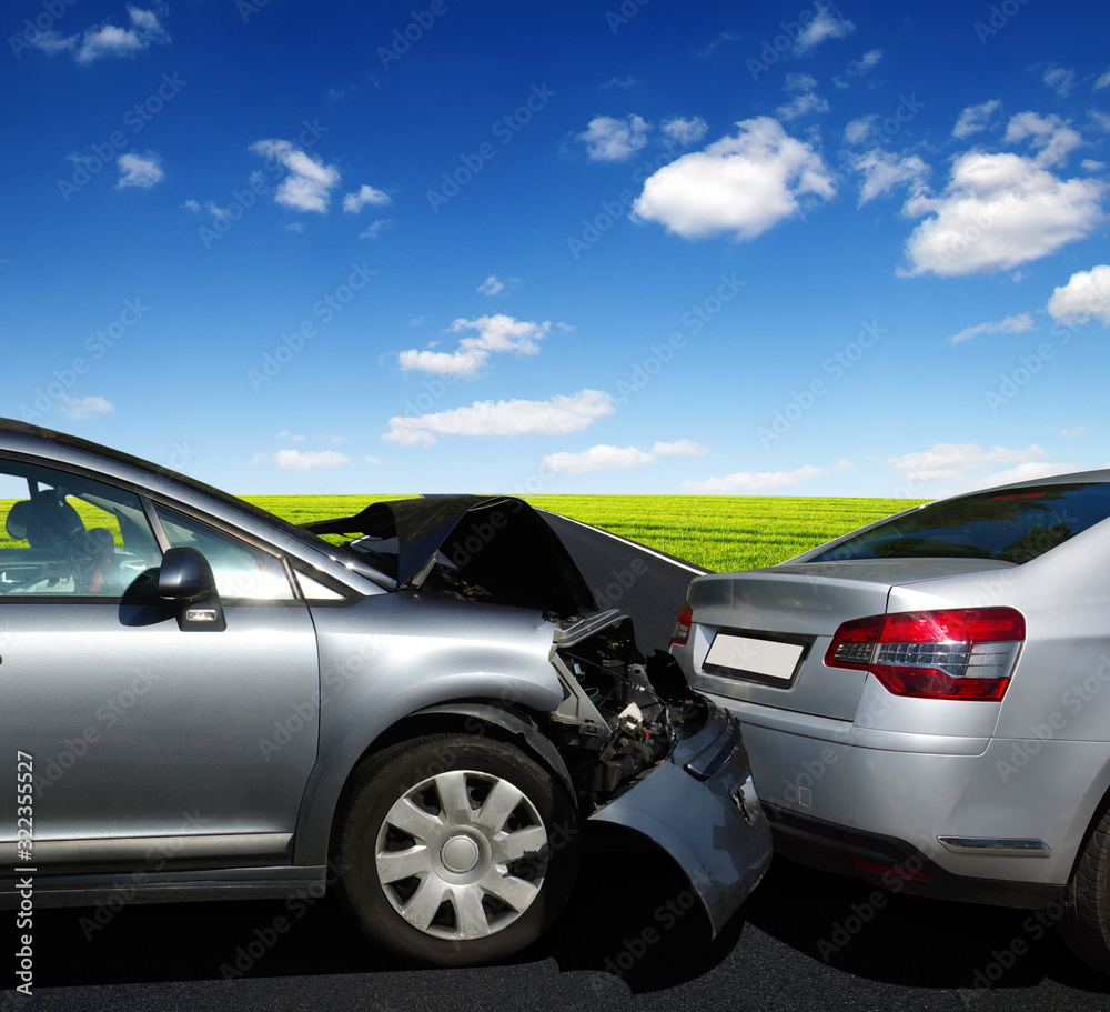 Car crash accident on street