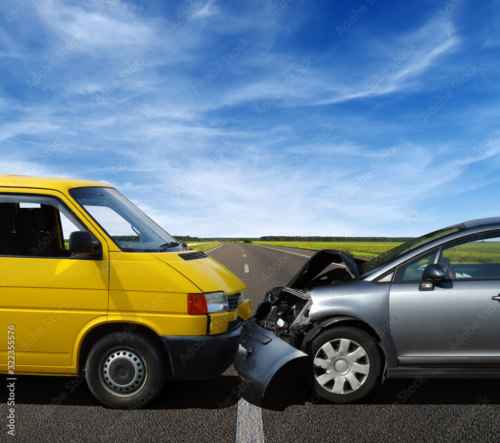 Car crash accident on road