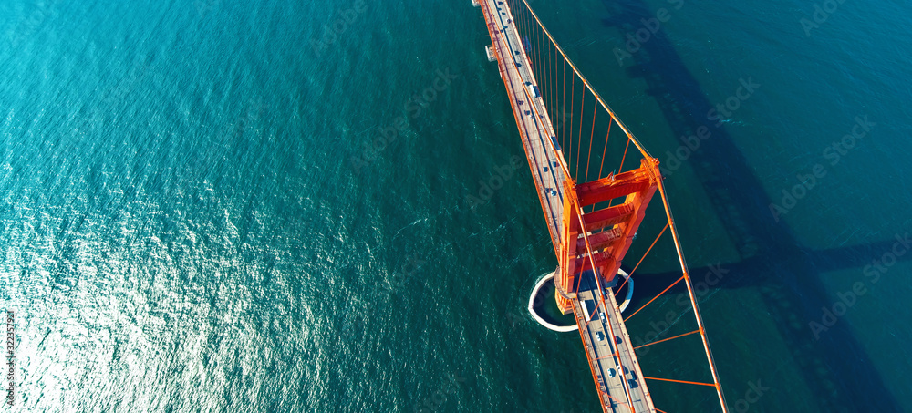 Aerial view of the Golden Gate Bridge in San Francisco, CA