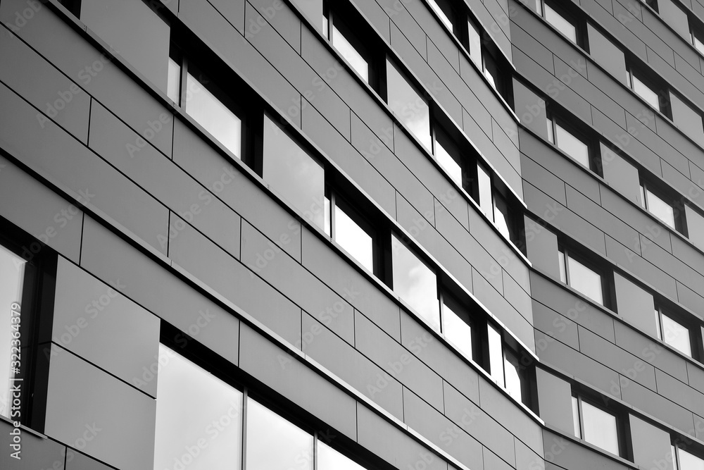 Abstract modern architecture with high contrast black and white tone. Architecture of geometry at gl