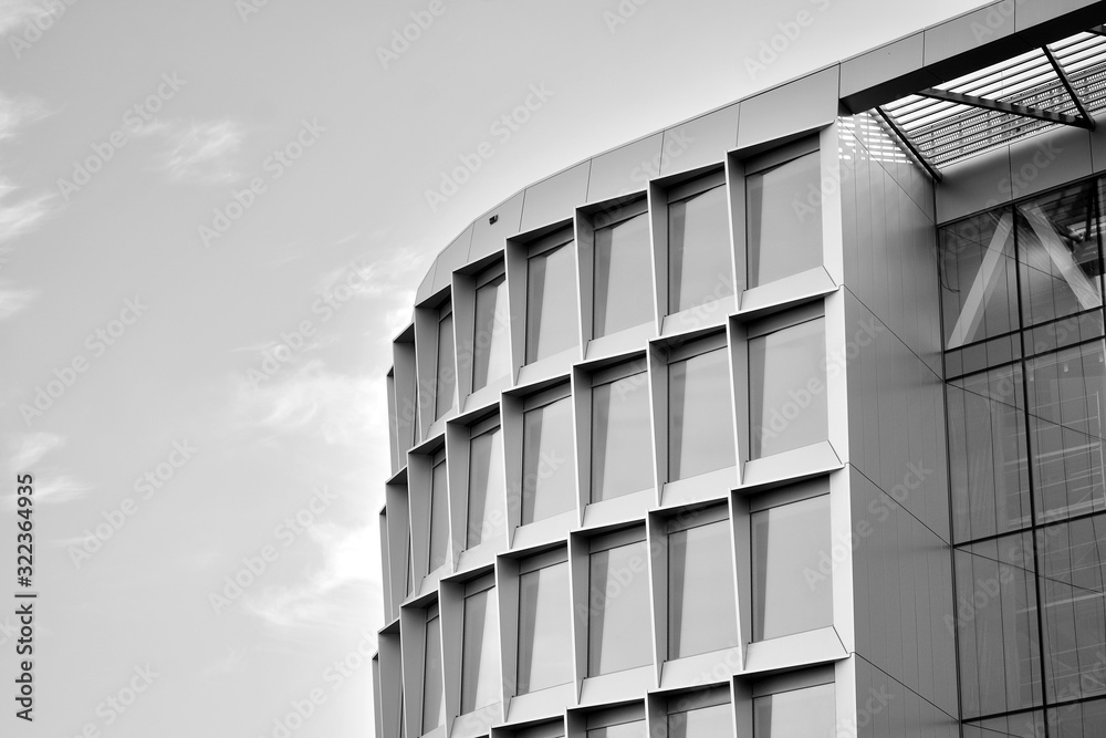 Abstract modern architecture with high contrast black and white tone. Architecture of geometry at gl