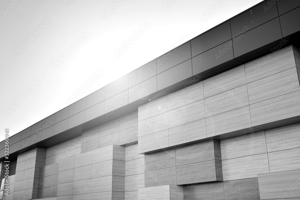 Abstract modern architecture with high contrast black and white tone. Architecture of geometry at gl