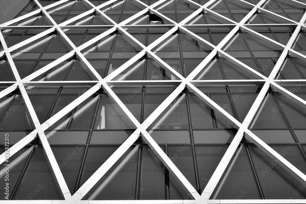 Abstract modern architecture with high contrast black and white tone. Architecture of geometry at gl