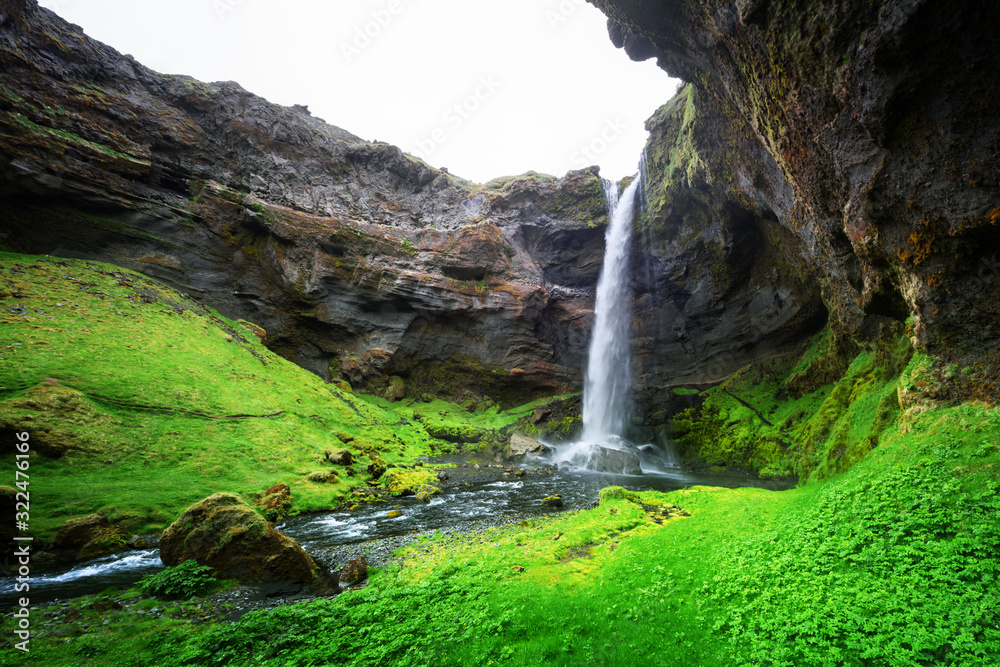 Kvernufoss waterfall in south Iceland, Europe