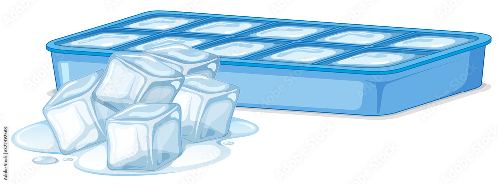 Ice cubes in ice box on white background